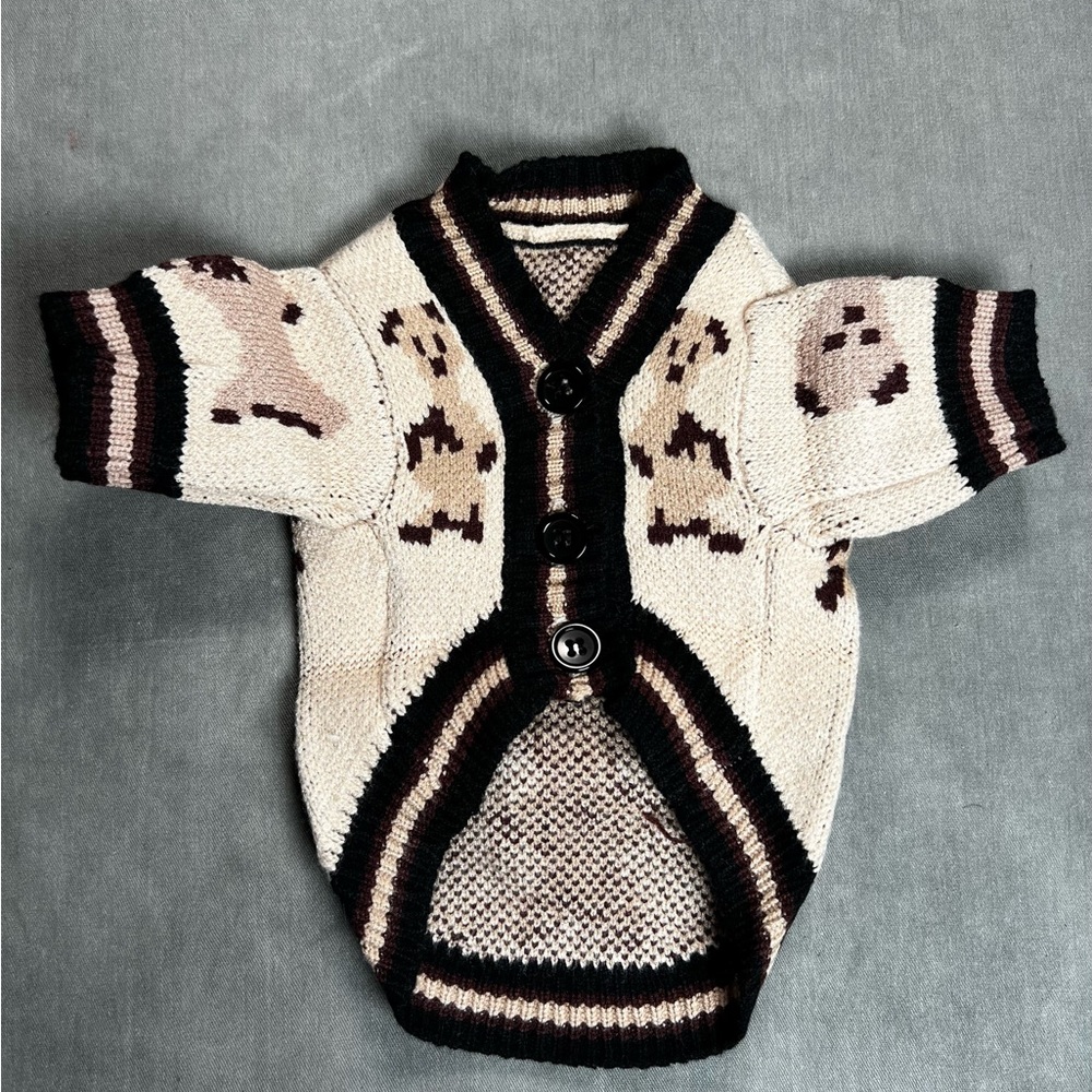 Cozy Knit Dog Sweater - Black and Cream